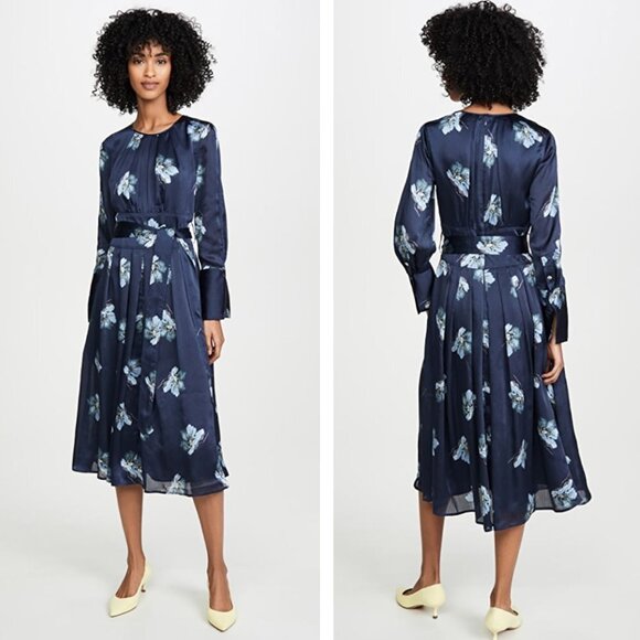 Club Monaco Navy Floral Midi Dress - Picture 1 of 10